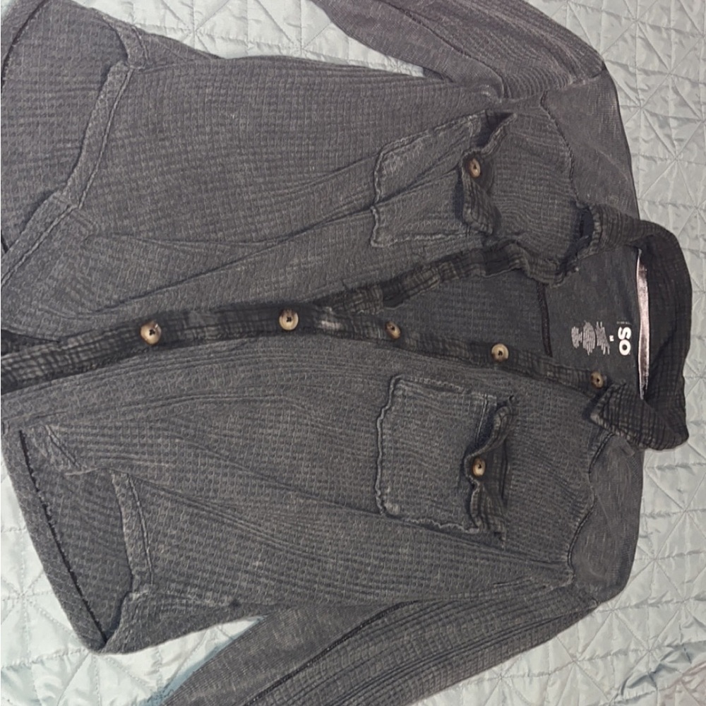 Gray Button-Up Cardigan